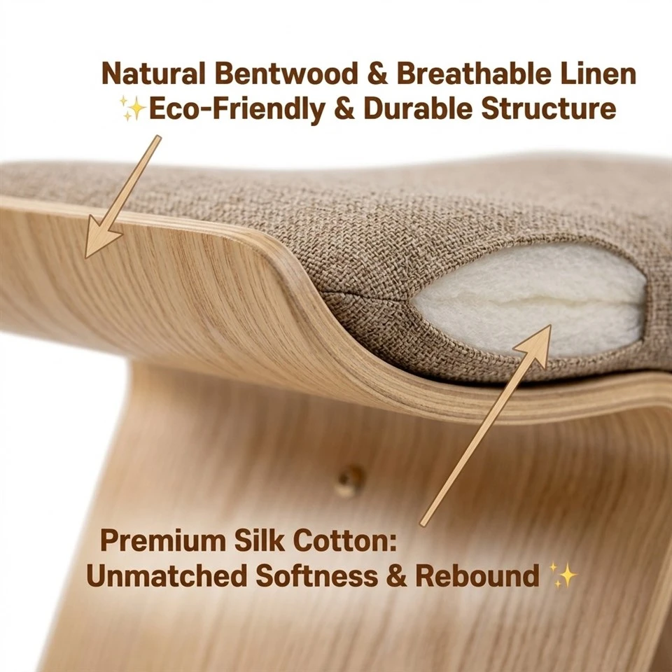 2-In-1 Cat Bed & FooyStool Scandinavian Bentwood suppliers