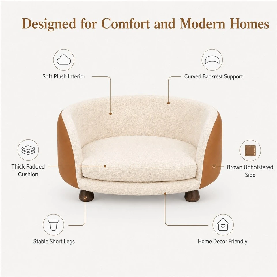 Cream Plush Pet Sofa Bed high quality