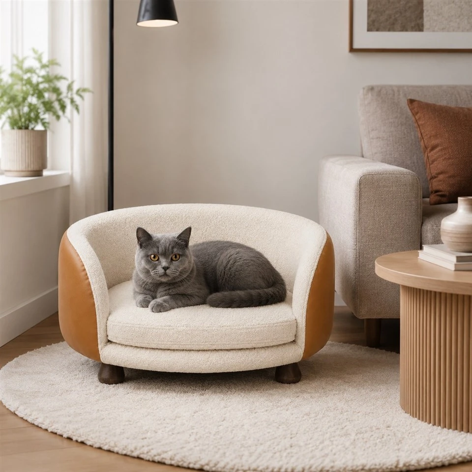 Cream Plush Pet Sofa Bed factory