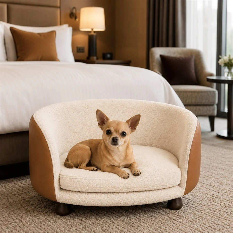 Cream Plush Pet Sofa Bed best