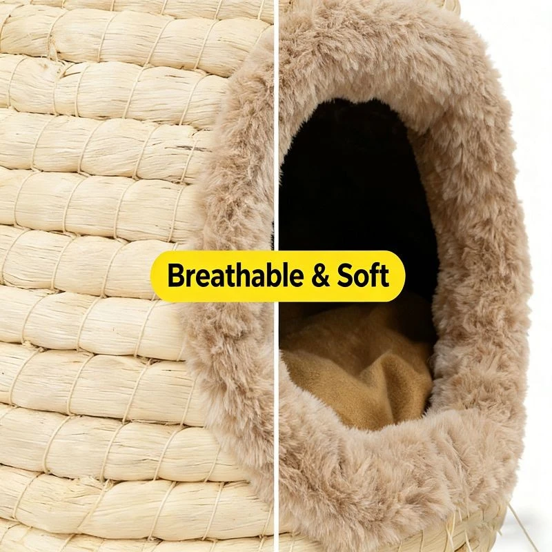 Hand-woven Small Foldable Cat Cave/pet Bed factory