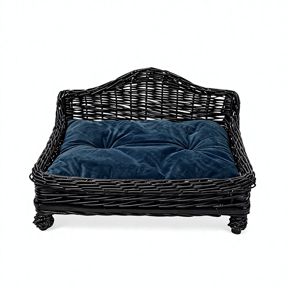 Large Luxury Rattan Wicker Pet Bed Sofa Eco-Friendly Durable Cushion Furniture For Dogs And Cats
