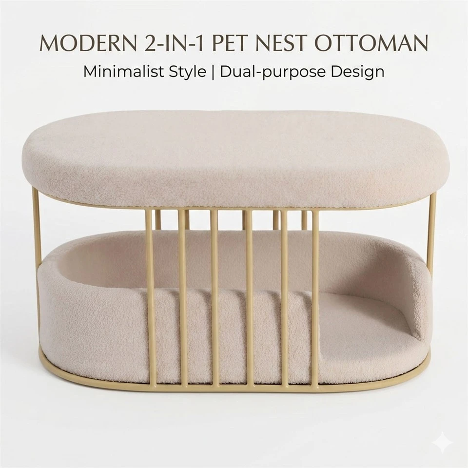 Modern 2-In-1 Pet Nest Ottoman