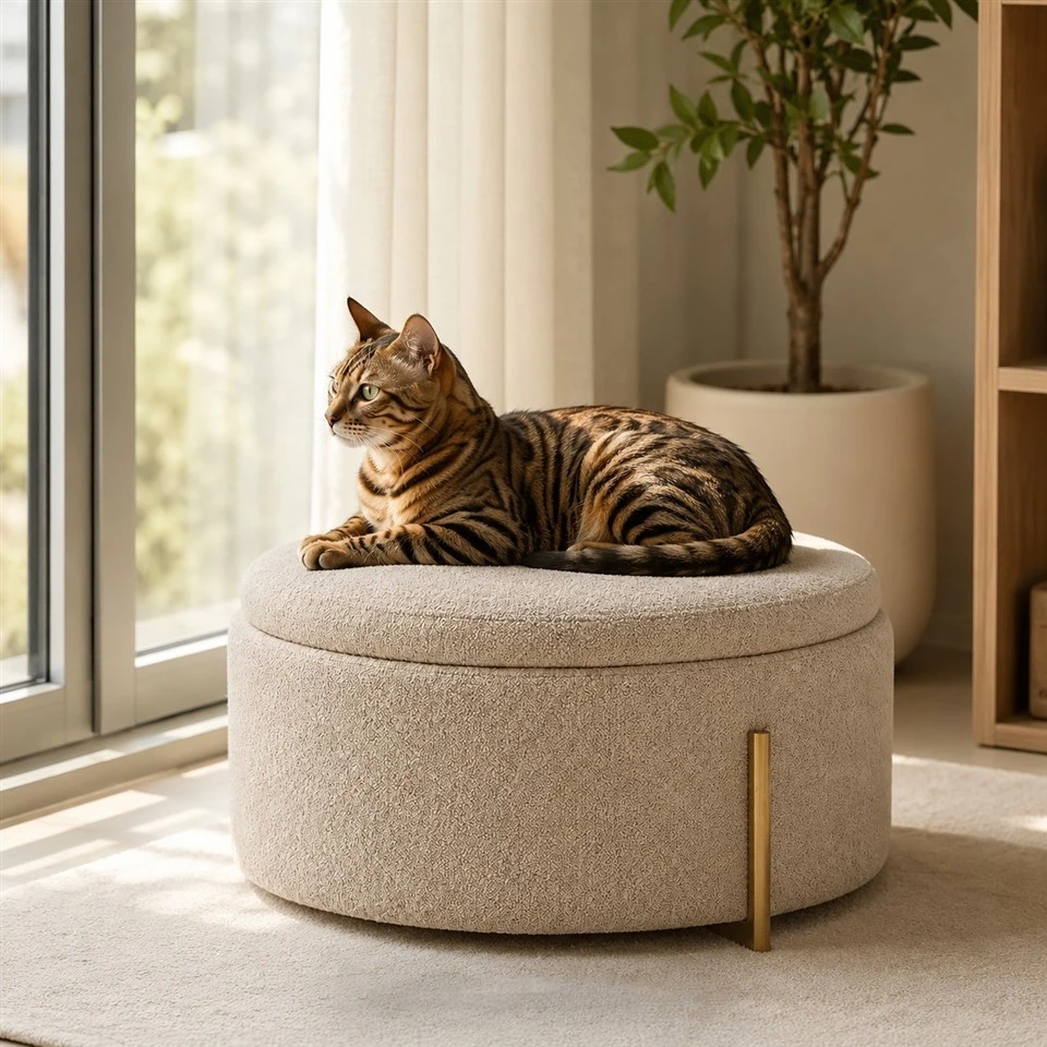Round Soft Pet Metal Ottoman Bed price