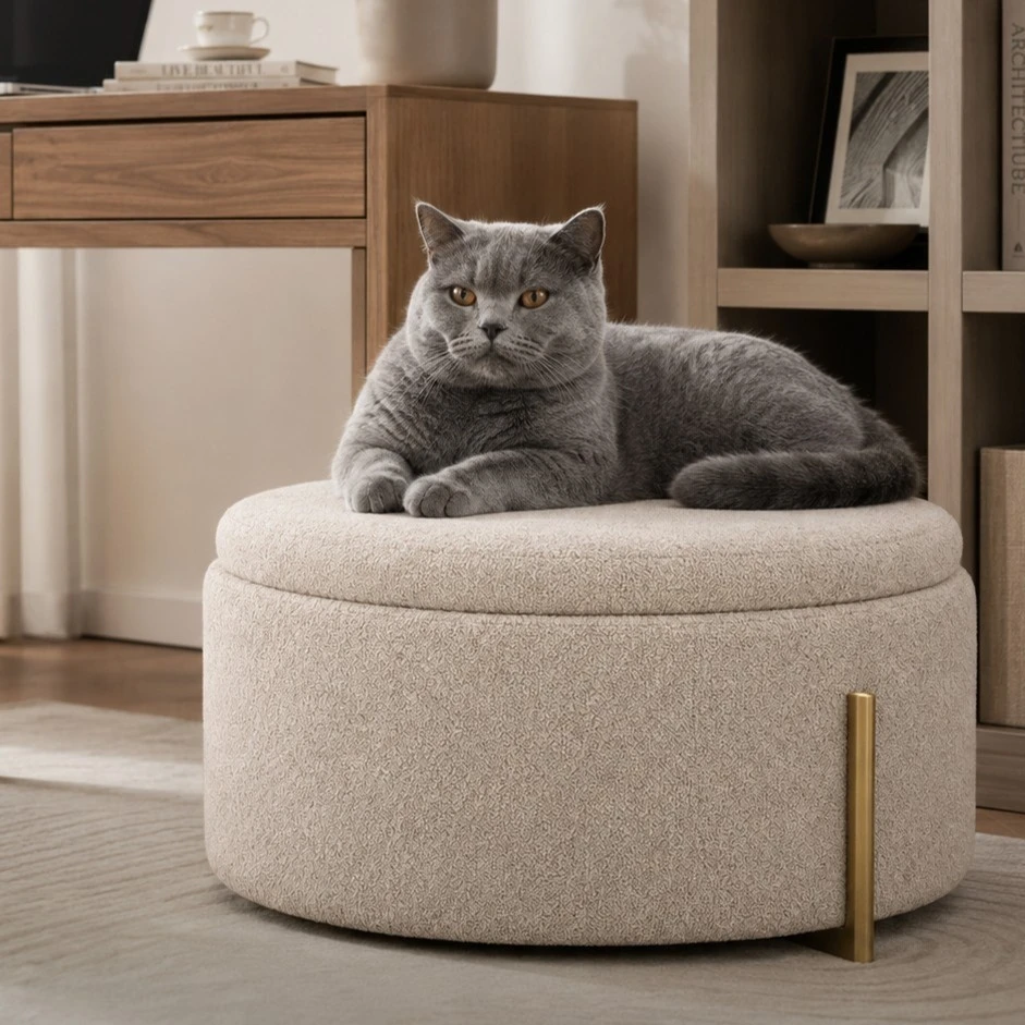 Round Soft Pet Metal Ottoman Bed high quality