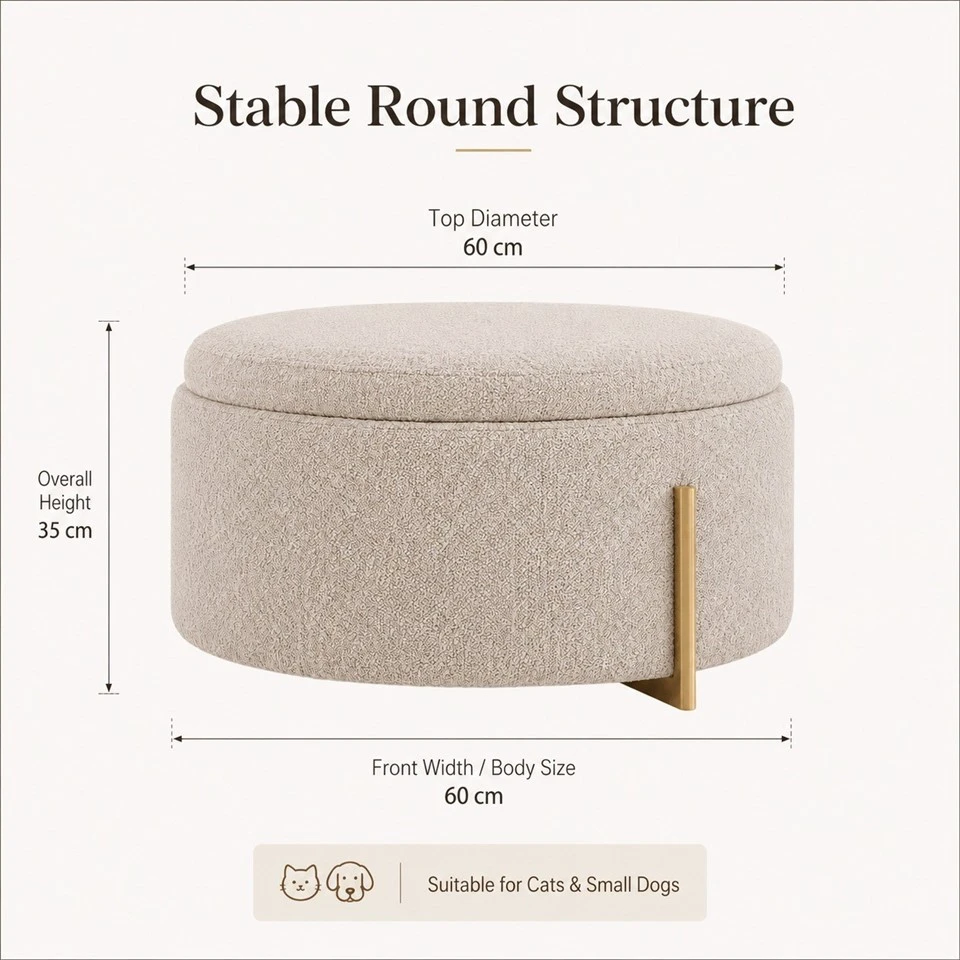 Round Soft Pet Metal Ottoman Bed factory