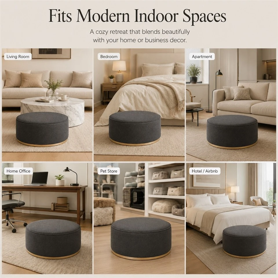 Round Upholstered Pet Ottoman Bed price