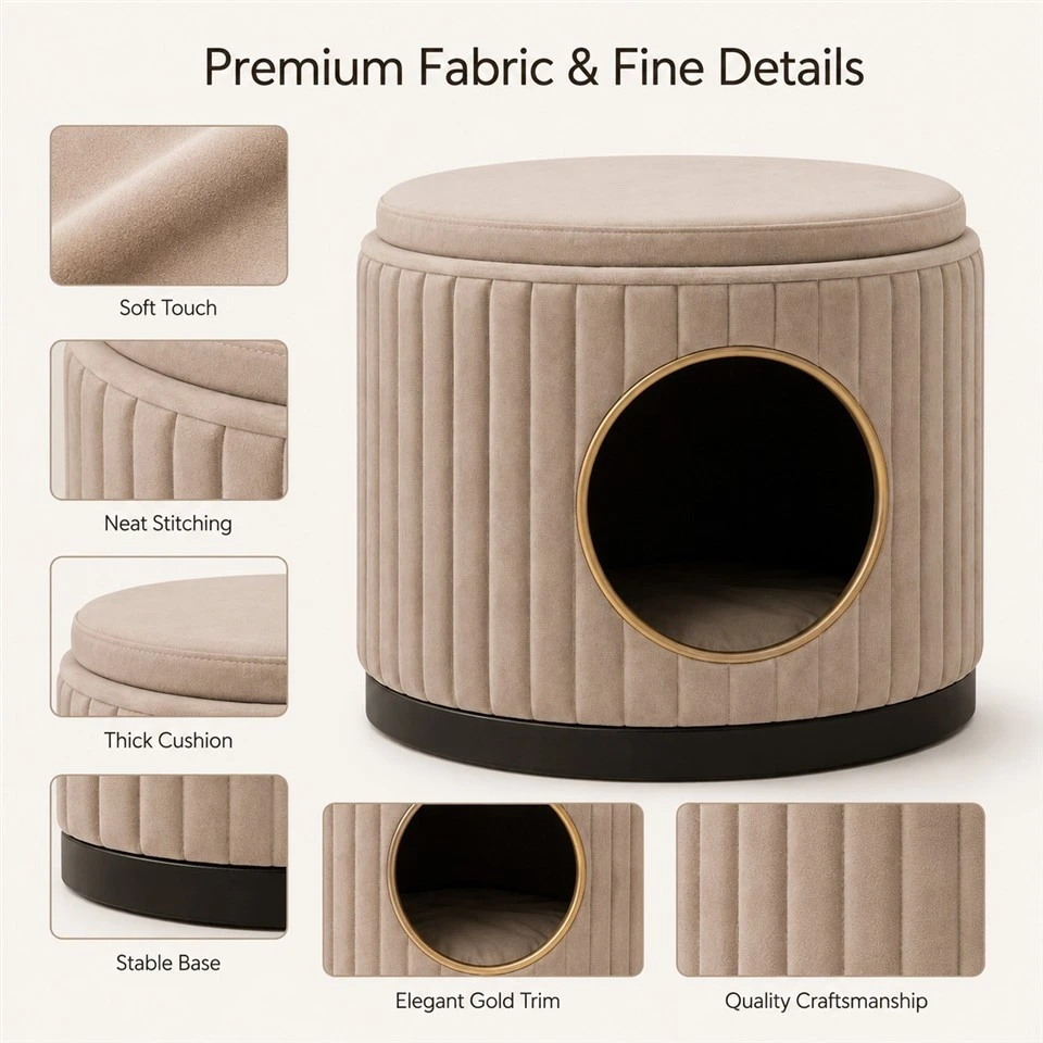 White Slat Round Pet Ottoman Bed suppliers
